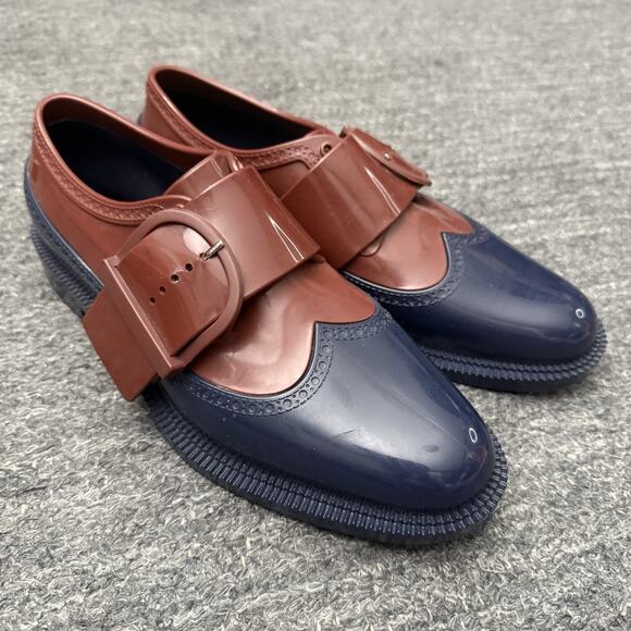Melissa Brogue Special Shoes Women 9 Loafer Buckle Jelly Plastic Academia Preppy - Picture 1 of 10